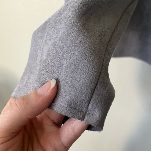 KUT From The Kloth Jacee Open Draped Moto Faux Suede Jacket Gray Women’s Size S - Picture 6 of 16